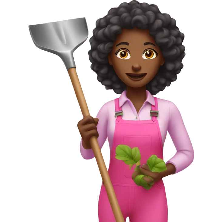 Pretty black woman gardening with pink shovel emoji