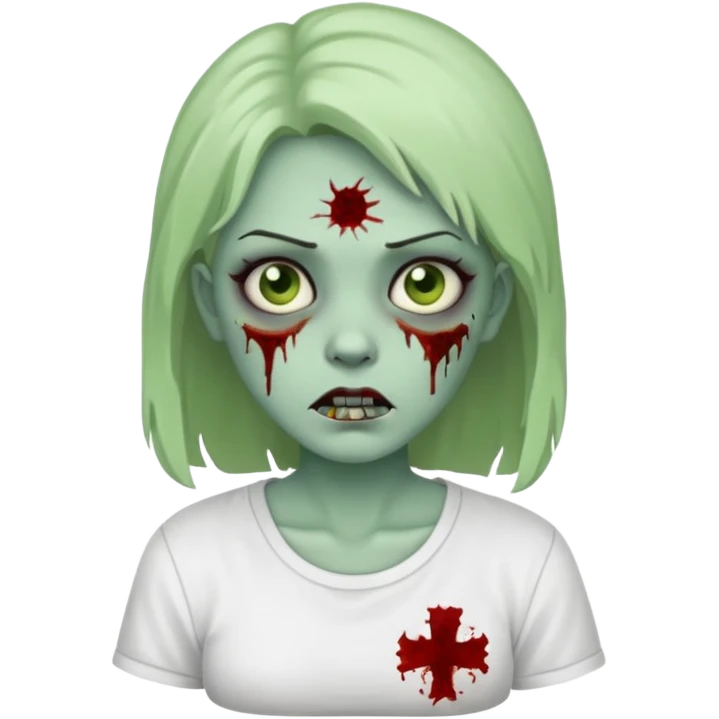 zombie girl with white shirt but similar to this with green skin emoji