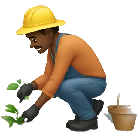 Landscaper planting bushes emoji