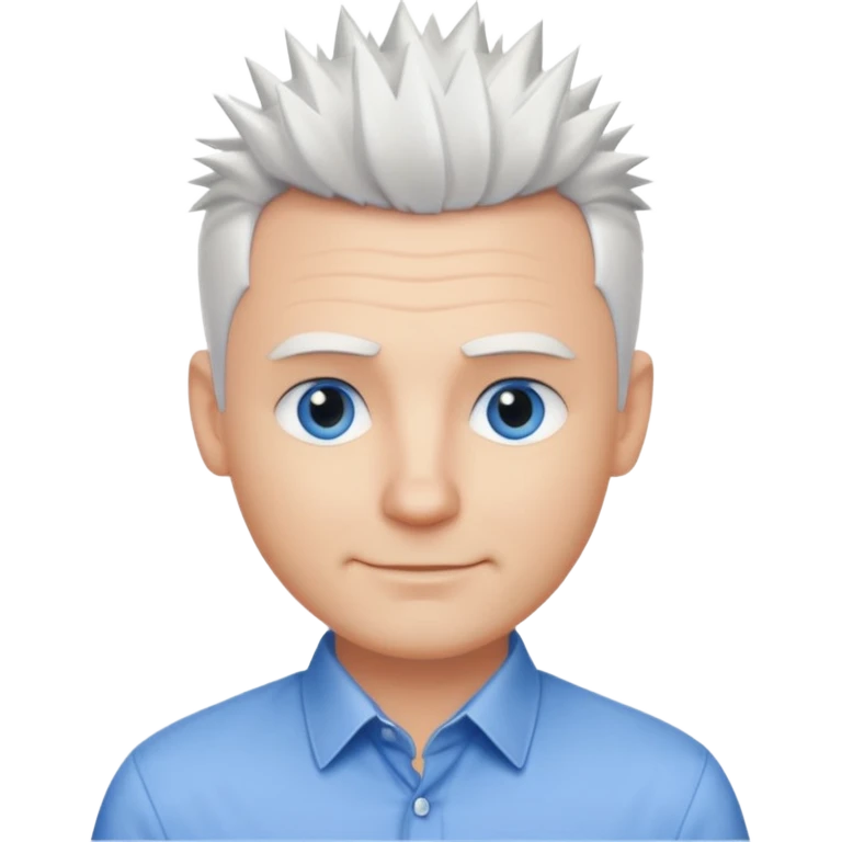 40 yr old white man short white spike hair dress shirt blue eyes smallsmile emoji