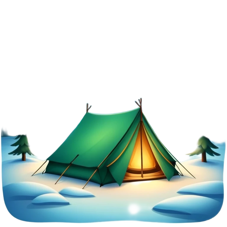 tent in snowy Lapland wilderness with northern lights emoji
