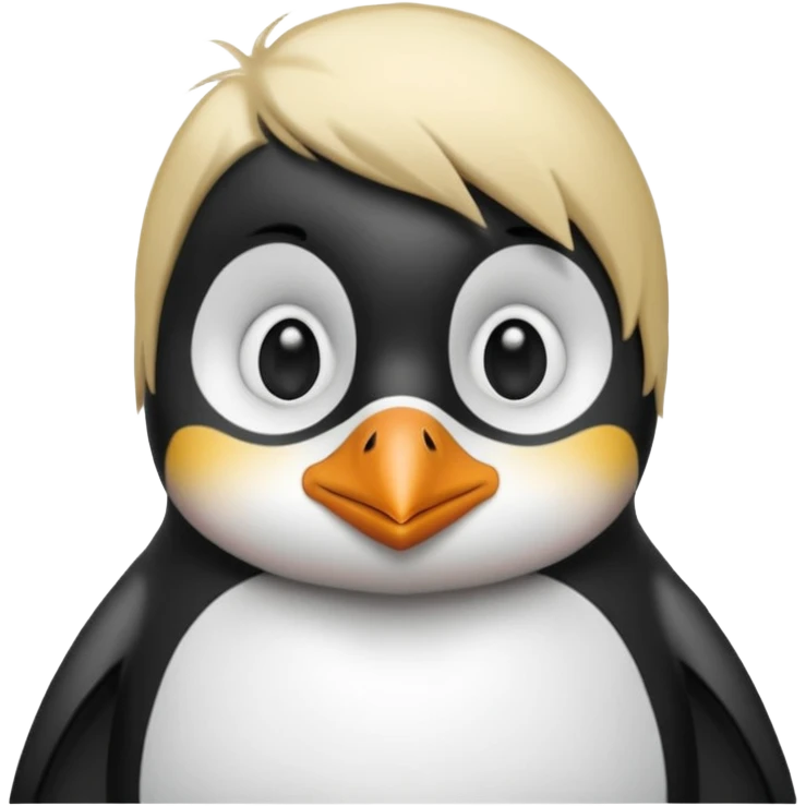 Pingüino con cabello  rubio estilo cool  emoji