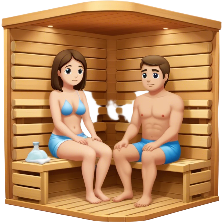 una sauna con una pareja sentada dentro emoji