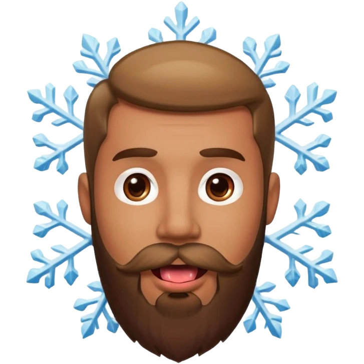 Guy with beard with snowflake on his tongue  emoji