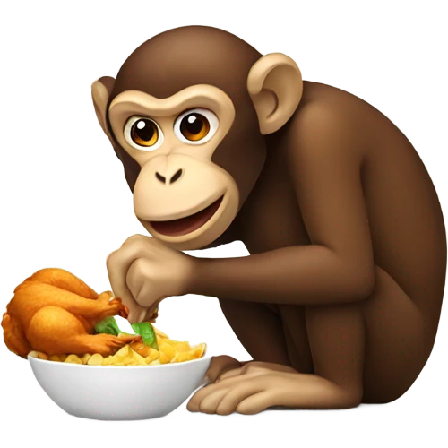 Monkey eating chicken emoji