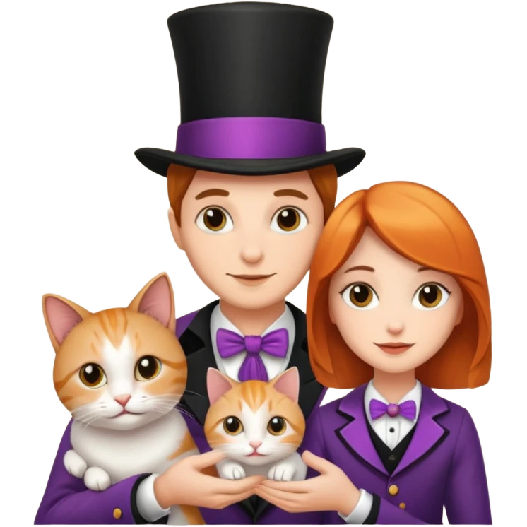 magician couple and their pet cat emoji