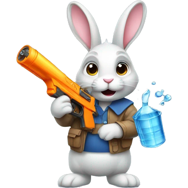 a rabbit holding a water gun emoji