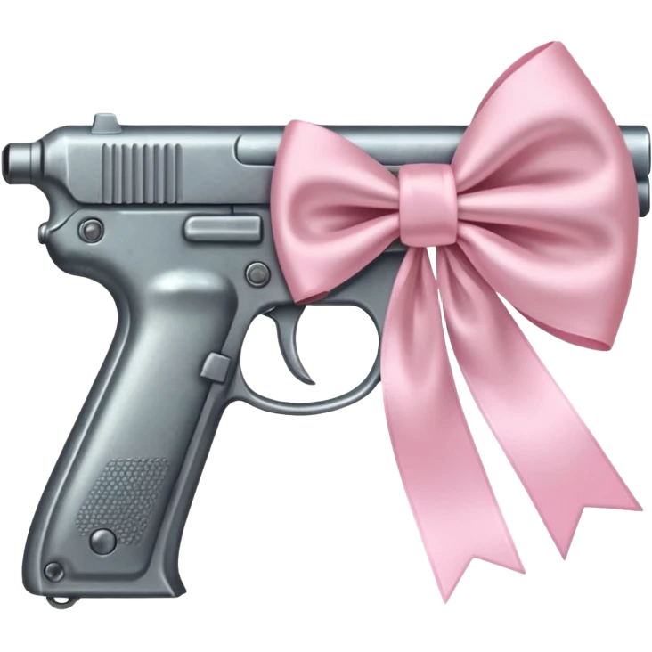 Gun with a light pink bow  emoji