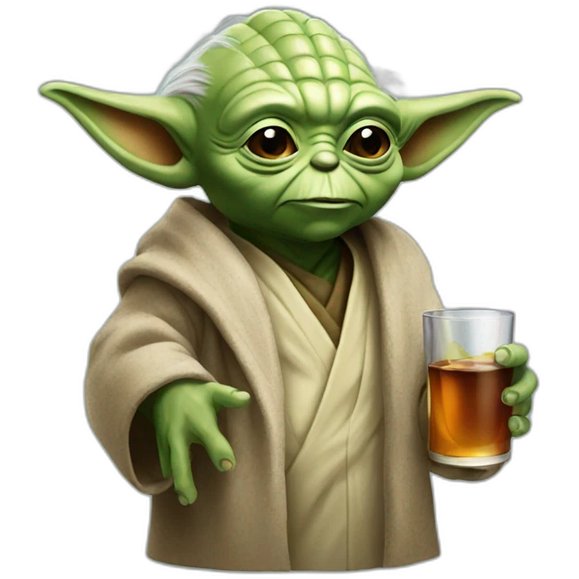 Yoda avec un whisky emoji