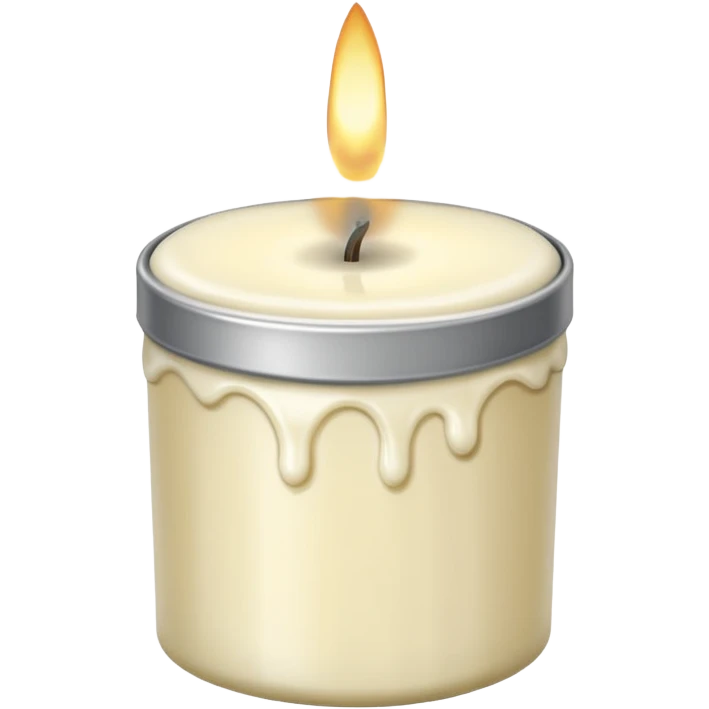Vanilla candle – cream-colored wax in a silver tin emoji