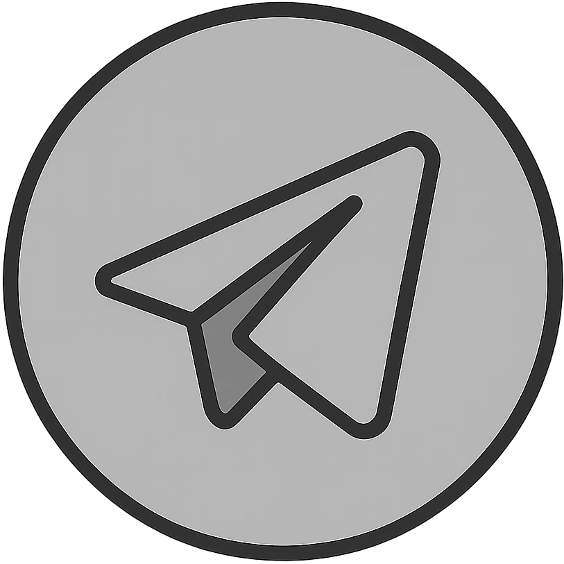 simple gray Telegram logo icon, clean and minimal, flat style emoji