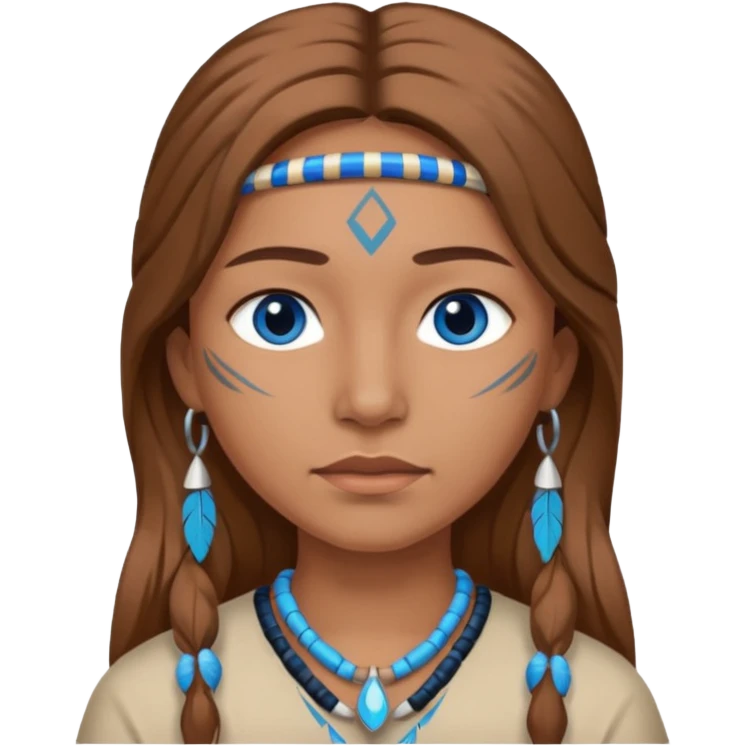 can you make a native American emoji with light brown hair and blue  eyes emoji