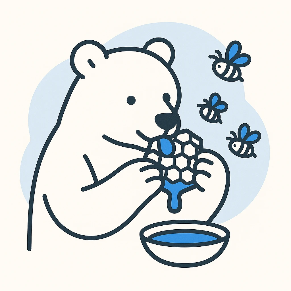 bear eating honeycomb with bees flying around emoji