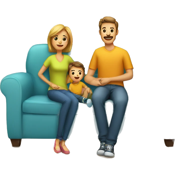 mom and dad and kid on couch emoji