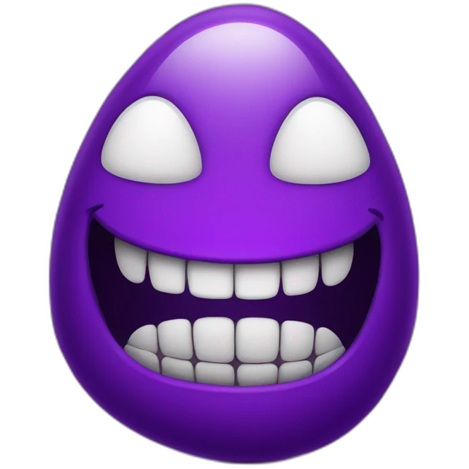 Purple bean with large toothy smile evil grin emoji
