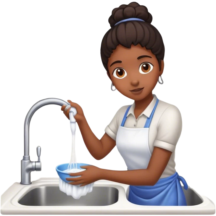 Black girl washing dishes at sink emoji