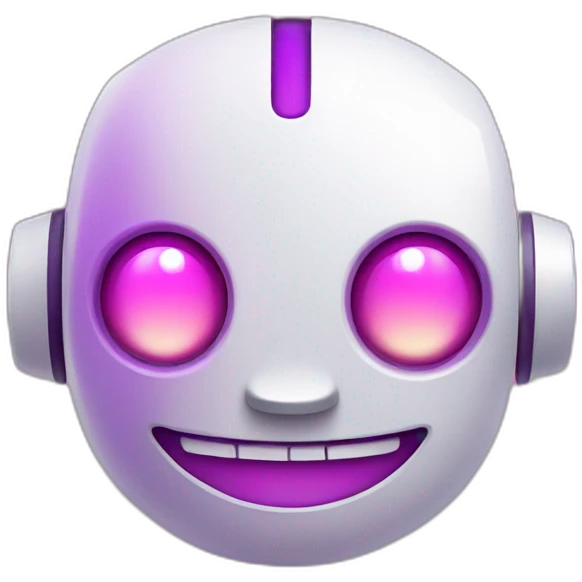 Robot with a smile and purple pink gradient emoji