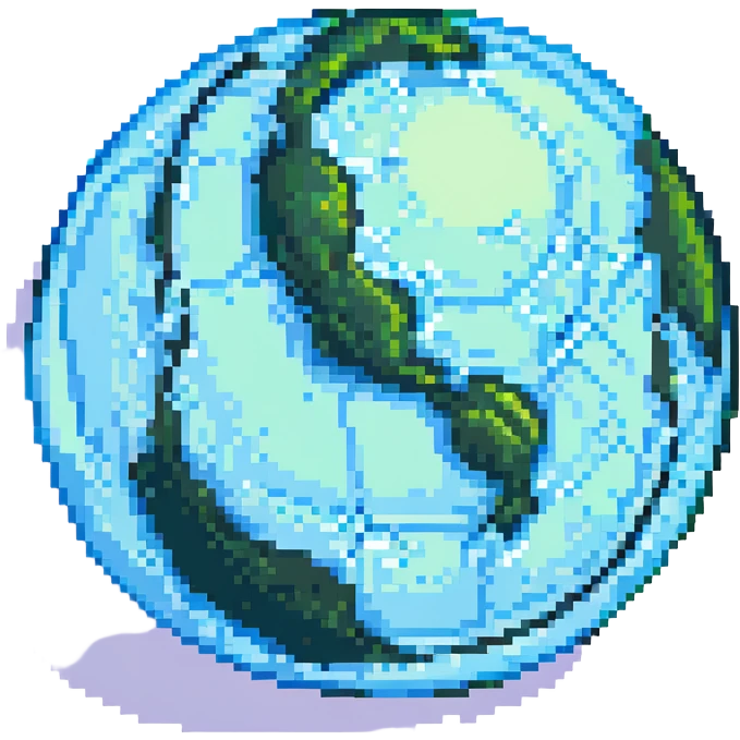 high resolution pixel art planet inspired by Uranus, photorealistic details, pale blue and green colors, space background emoji