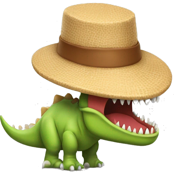 dino wear hat and eat pasts emoji
