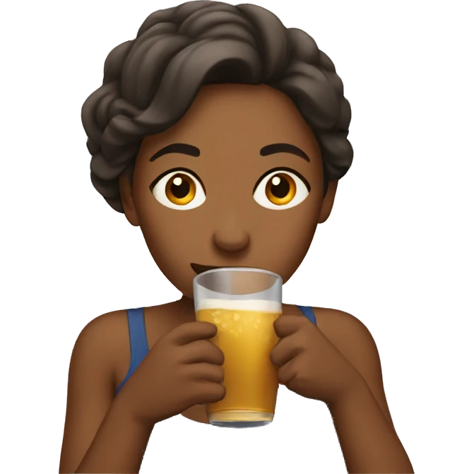 brown woman drinking  emoji