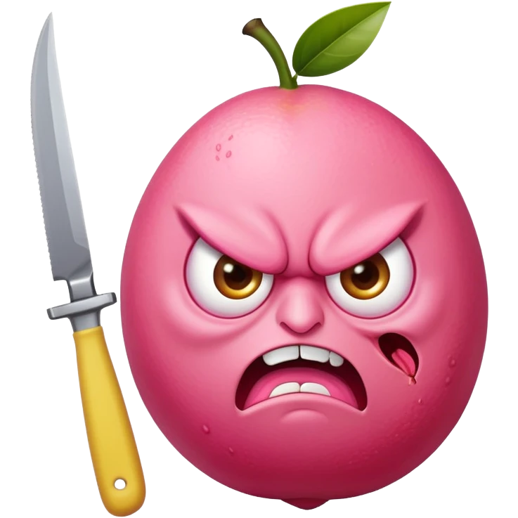 pink angry lemon with a knife emoji