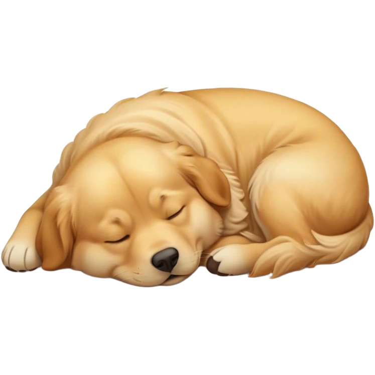 Cinematic Meme-Worthy Chubby Sleeping Golden Retriever Portrait Emoji, Head resting peacefully with a contented smile, showcasing a delightfully chubby build and a luxuriously soft golden coat, eyes shut in a serene nap, Simplified yet hilariously adorable features, highly detailed, glowing with a soft, drowsy light, high shine, relaxed and utterly lovable, stylized with an air of playful laziness, bright and heartwarming, soft glowing outline, capturing the essence of a comically sleepy companion, so meme-worthy it feels like it could instantly become the next viral sensation of adorable slumber! emoji