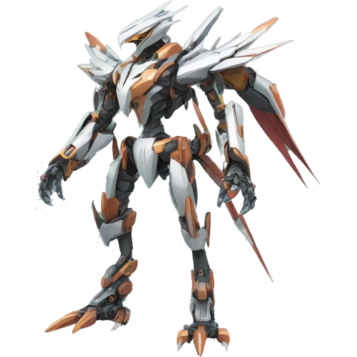 a futuristic mechanical spiky Medabot-raptor-dragon-mecha full body emoji