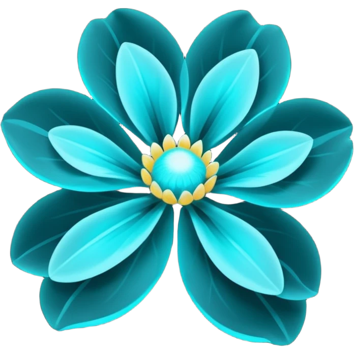Pastel black and cyan bioluminescent transparent bio-luminescent flower emoji