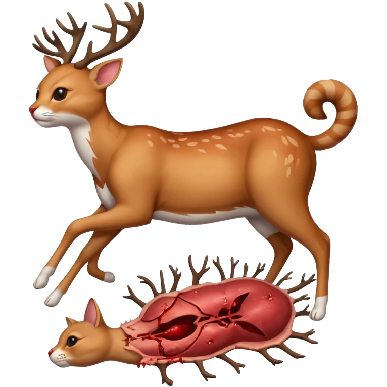 Cat kicking inside deer’s digesting stomach,  emoji