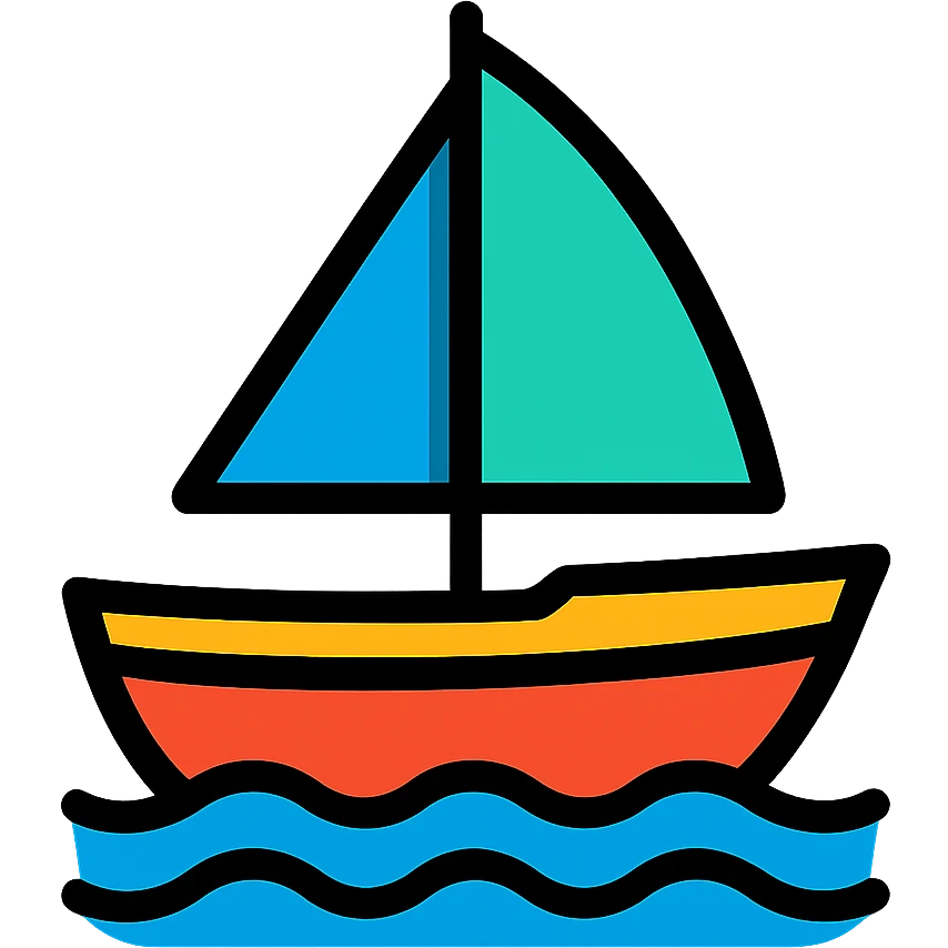 colorful boat with sail on water emoji