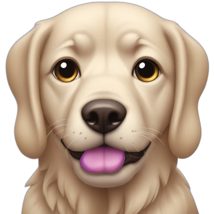 Un chien qui dort et qui a les yeux violet emoji