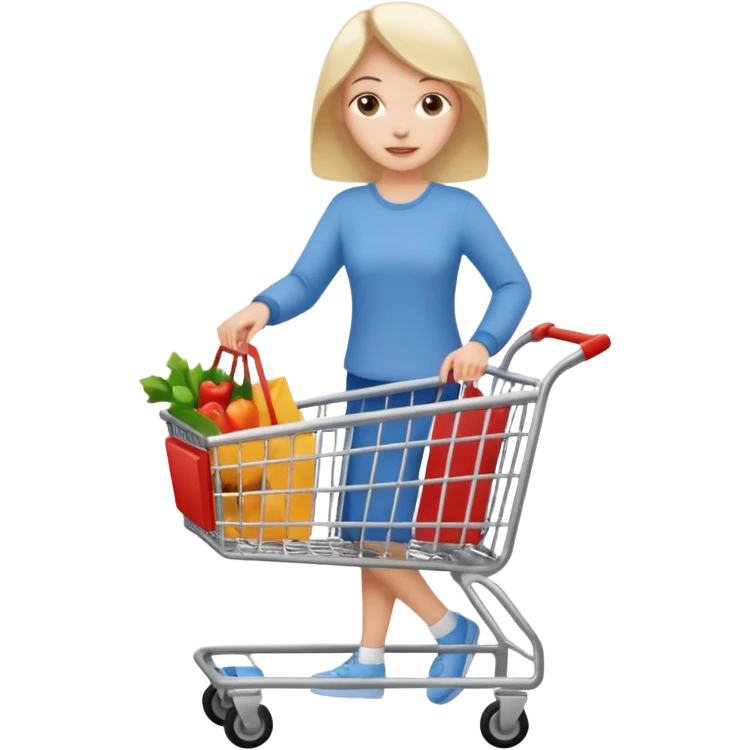 A woman pushing a shopping cart emoji