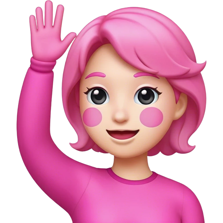 Pink waving emoji emoji