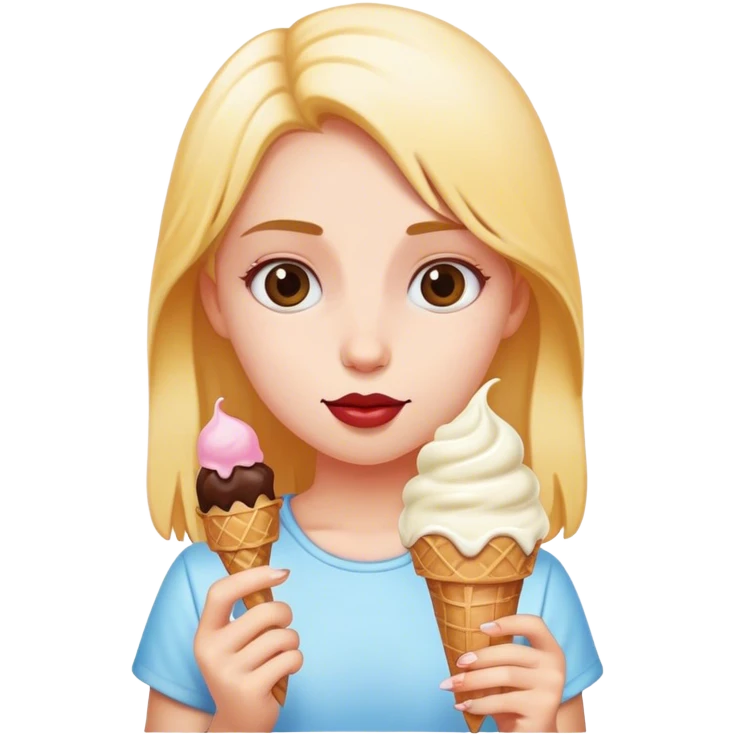Girl holding ice cream emoji