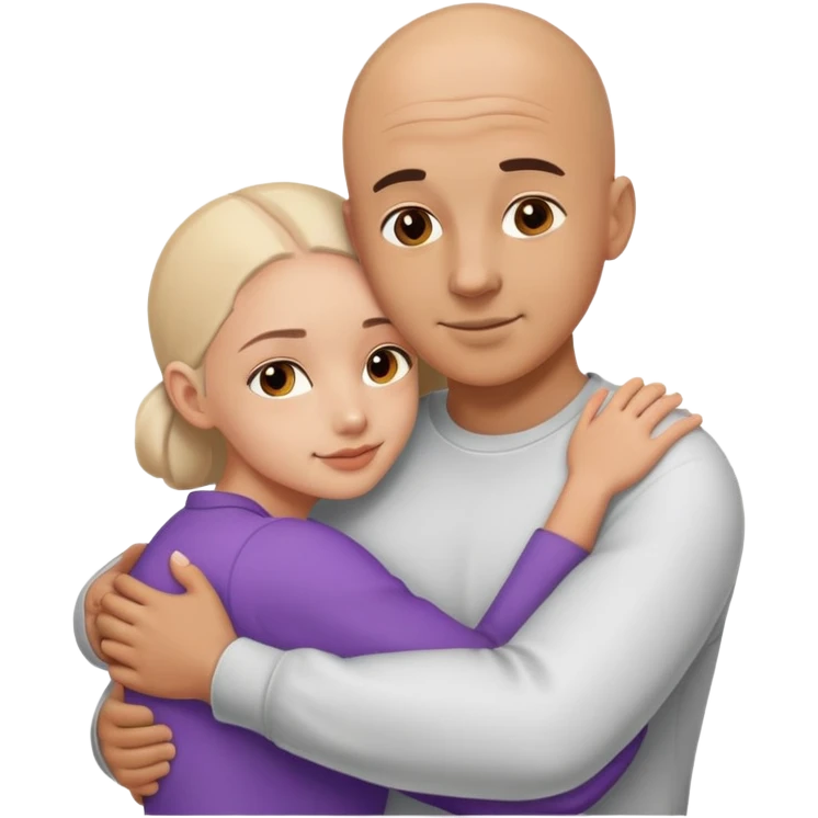 Un señor calvo con una adolescente abrazados emoji