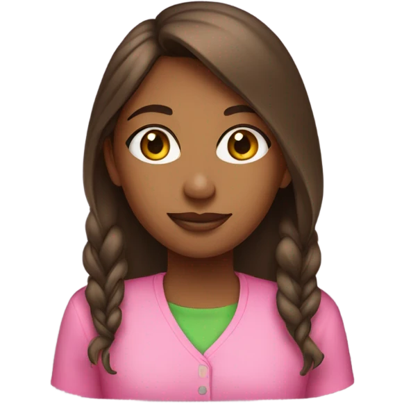 Brown girl wearing pink and green shirt that says “AKA” emoji
