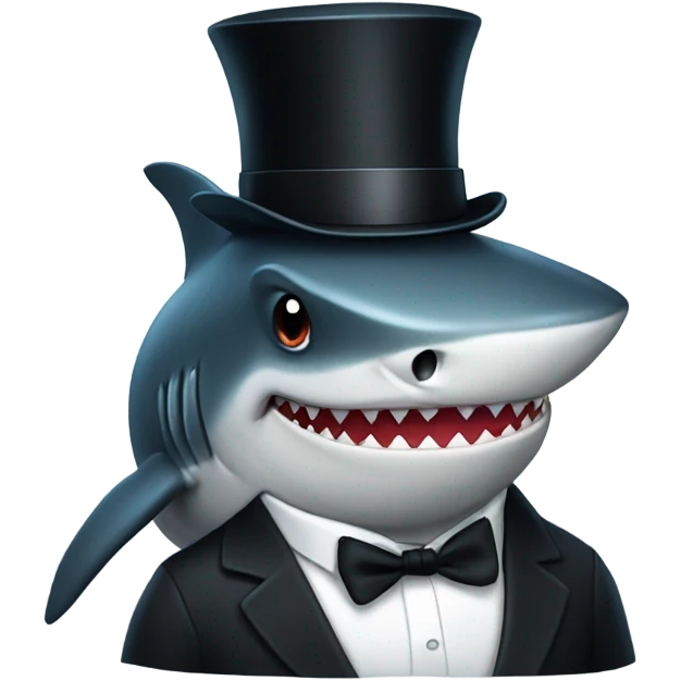Shark with a top hat emoji