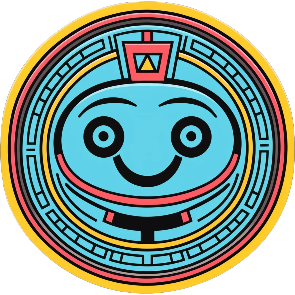 Mayan glyphs for messaging: happy face when receiving a message, sad face when no reply, letter symbol, all in minimalist geometric style emoji
