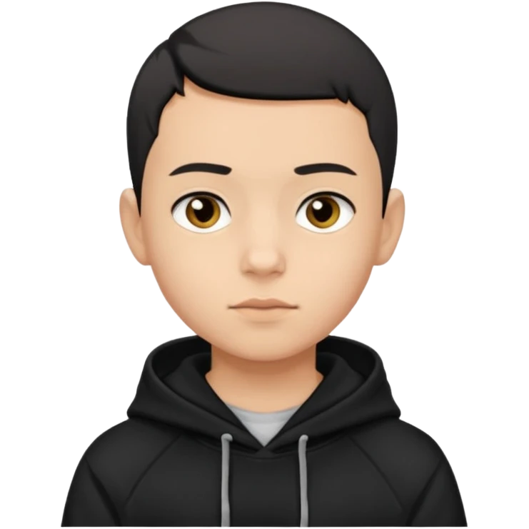 A boy with a black hoodie. Black hair. Haircut buzzcut. emoji