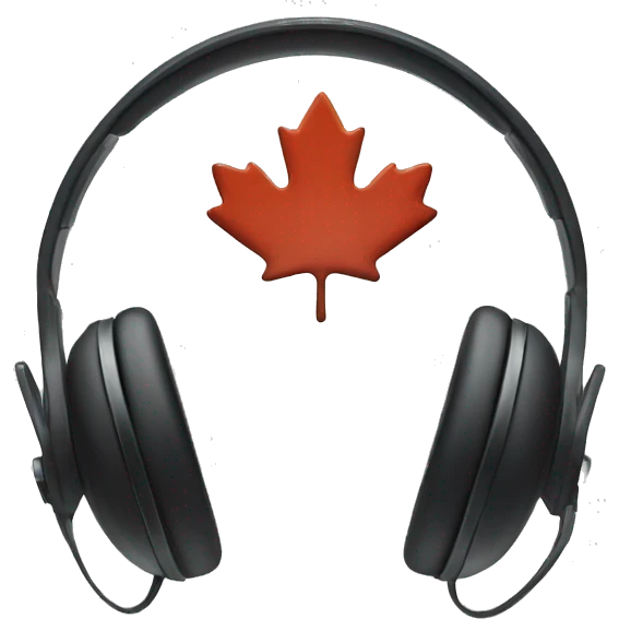 Headset with maple leaf in the middle emoji