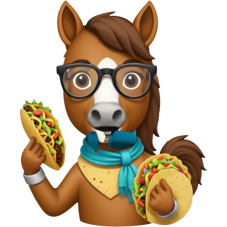 horse holding taco with glasses emoji