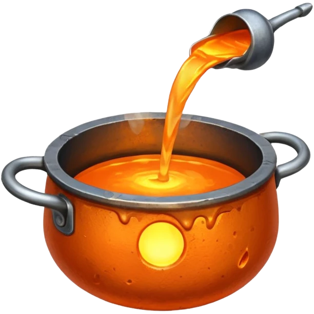 The crucible pours out metal, pixels. emoji