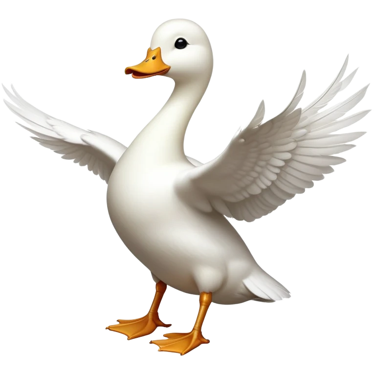 cinematic-[white duck]-realistic-full-body-perched-emoji,-wings-tucked-neatly by its side,-head-tilted-dramatically,-sleek-[white]-feathers,-simplified-yet-realistic-focused-features,-highly-detailed,-glowing-with-an-almost-sarcastic-glow emoji