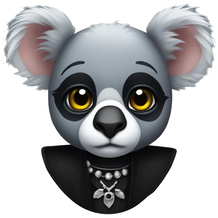 traditional goth koala bear with goth makeup emoji