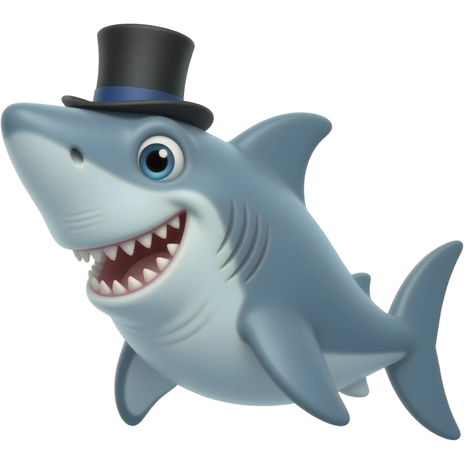 Shark with a top hat emoji