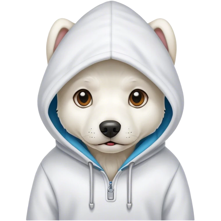 White dog wearing a hoodie  emoji