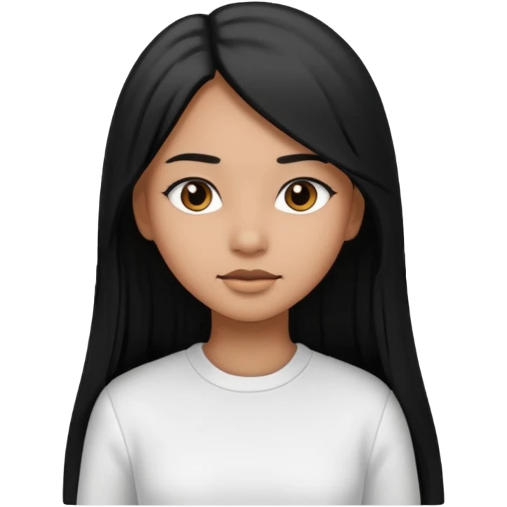 A girl in white with black long straight hair and light brown skin emoji