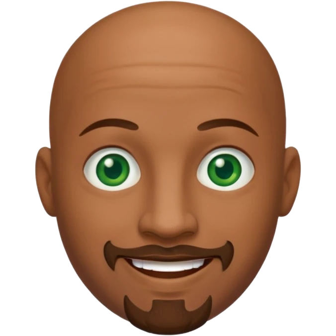bald man's face, with brown goatee and green eyes, oval face, rounded, big emoji