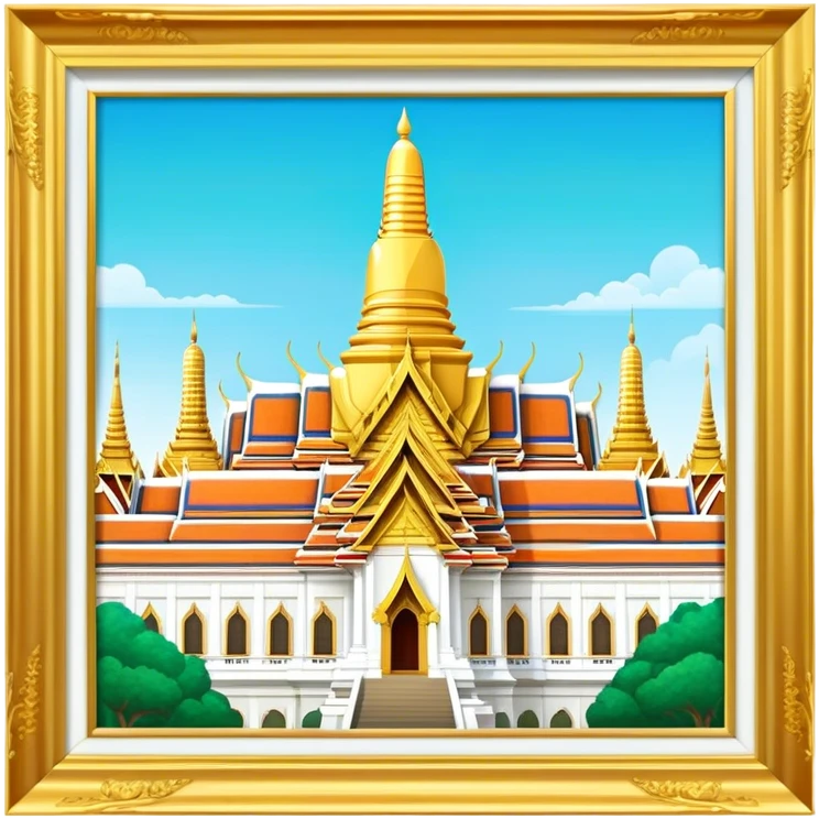 Grand Palace Bangkok Landmark Emoji – Featuring golden spires, Thai architecture, and the Emerald Buddha Temple. emoji