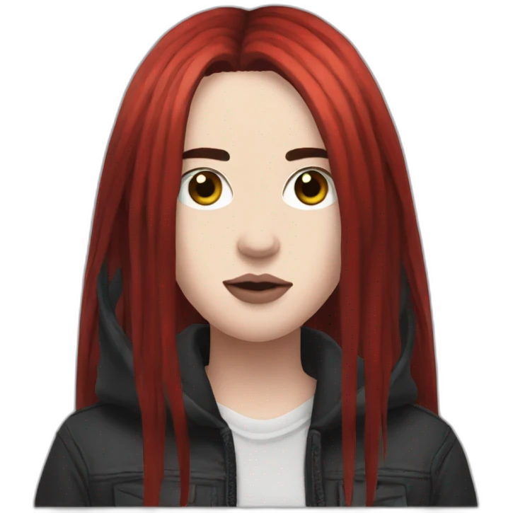 Billie Eilish black and red hair emoji